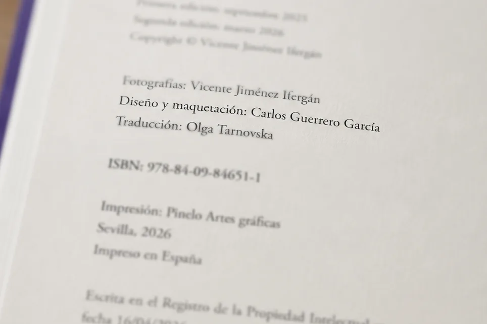 Página de créditos de la novela: diseño y maquetación, Carlos Guerrero García