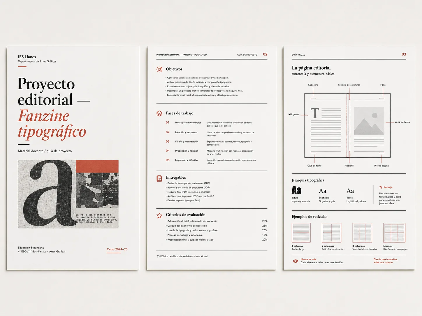 Guía de proyecto editorial del departamento de Artes Gráficas del IES Llanes